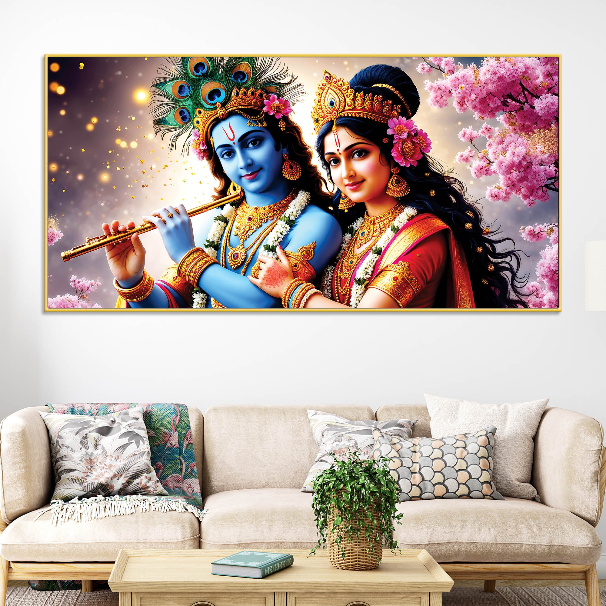 Radha Krishna Traditional Canvas Painting for Wall Decoration