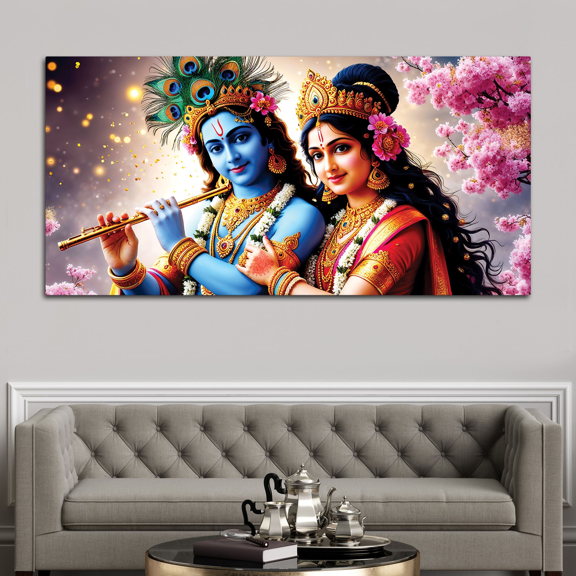 Radha Krishna Traditional Canvas Painting for Wall Decoration