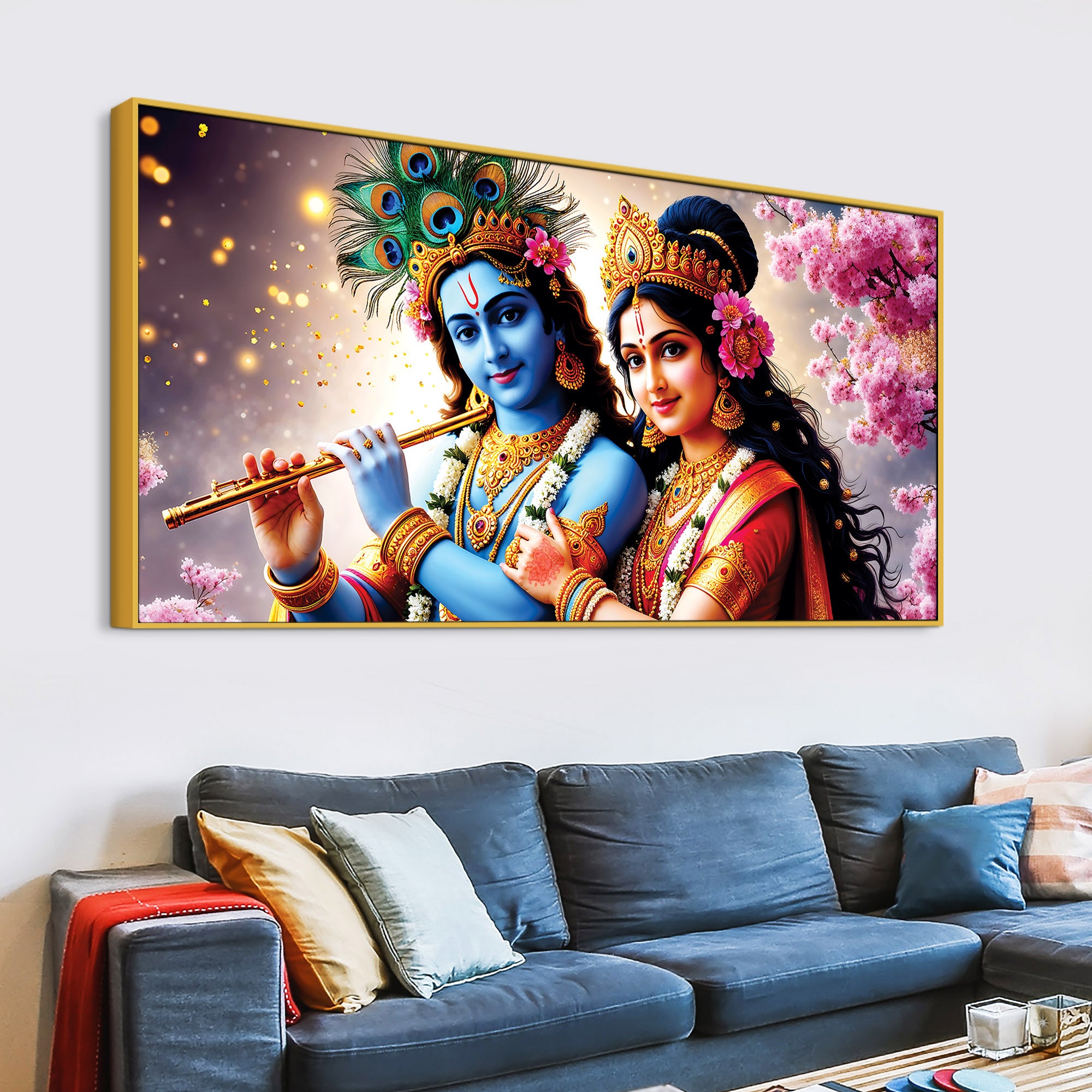 Radha Krishna Traditional Canvas Painting for Wall Decoration