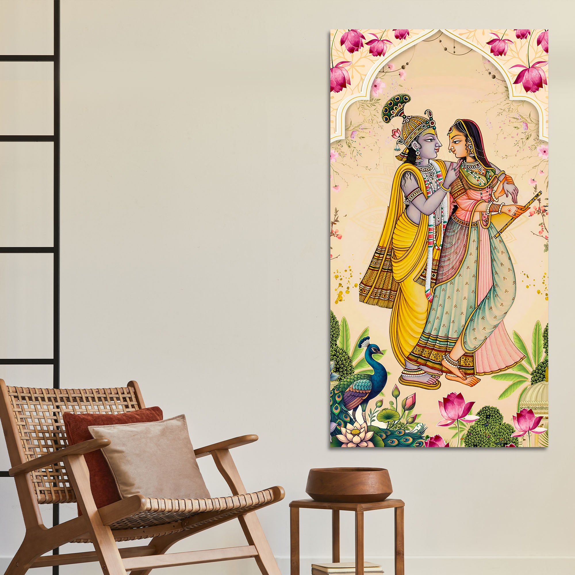 Radha Krishna Traditional Canvas Painting | Hindu Devotional Wall Art