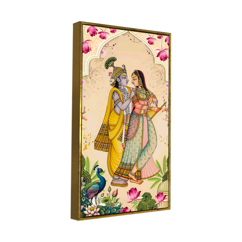 Radha Krishna Traditional Canvas Painting | Hindu Devotional Wall Art