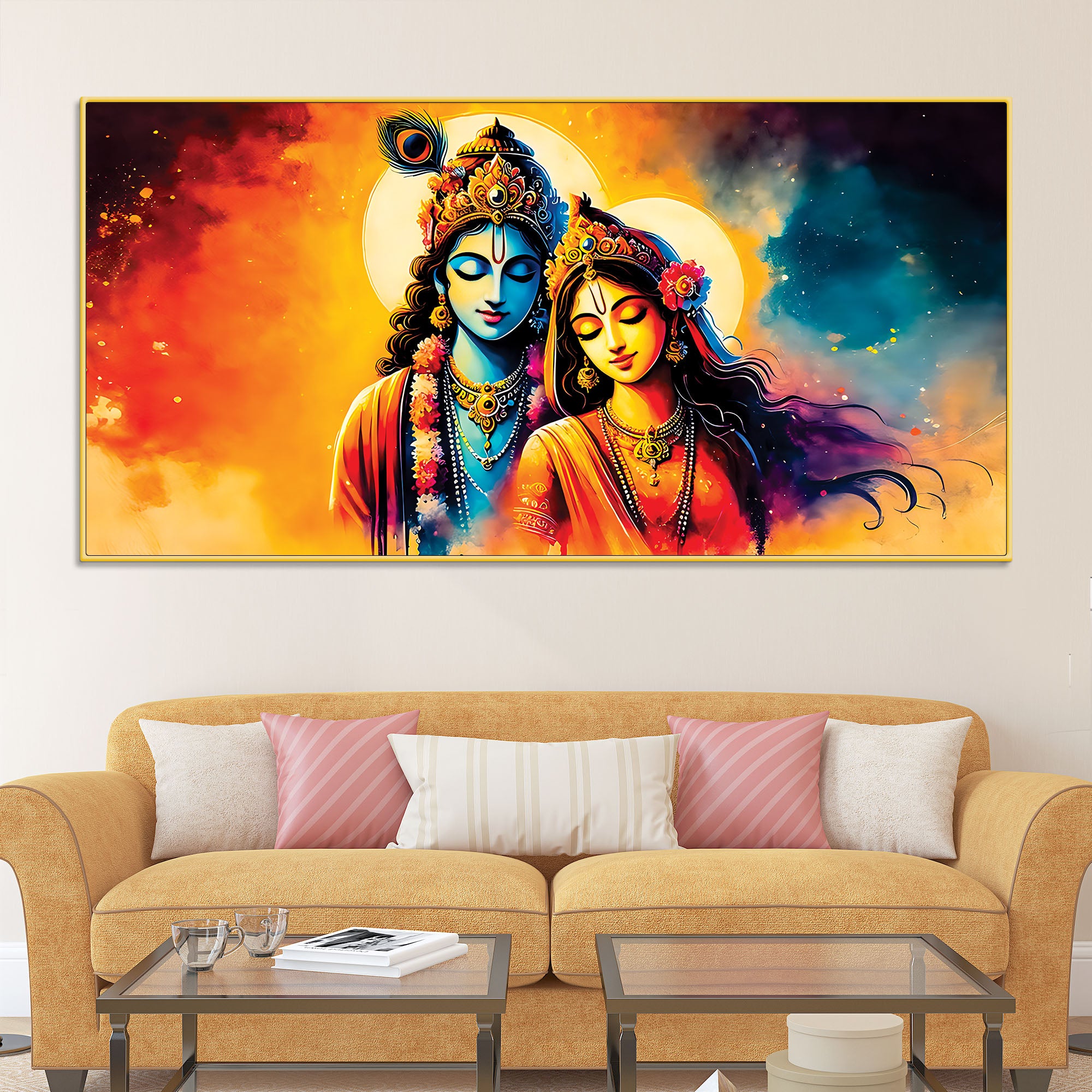 Radha Krishna Traditional Indian Art Painting Wall Décor