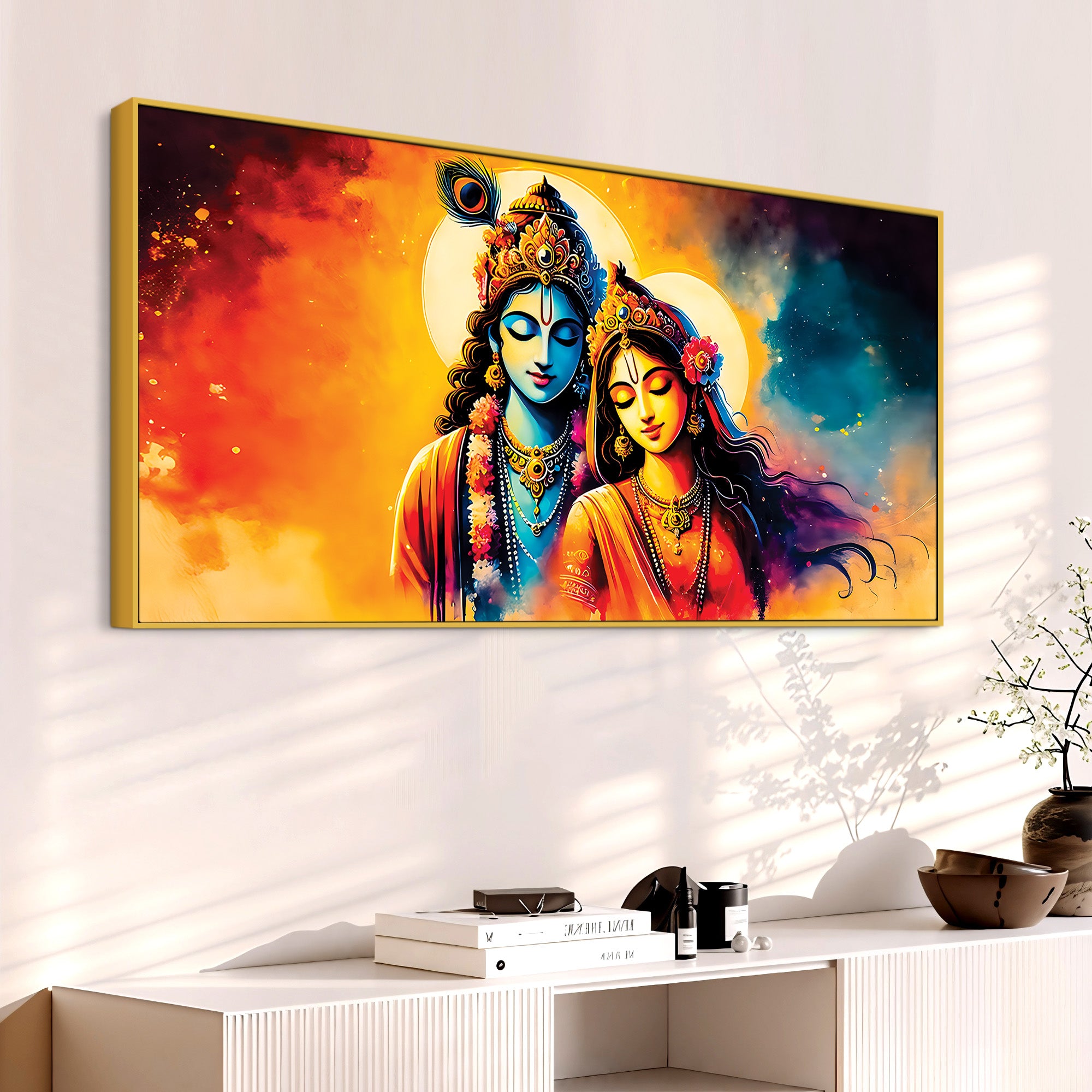 Radha Krishna Traditional Indian Art Painting Wall Décor