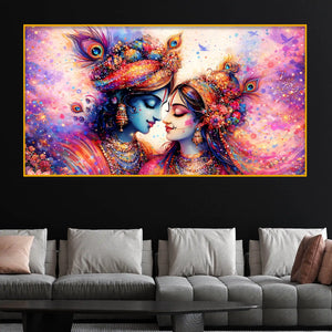 Radha Krishna Vibrant Crystal Glass Painting