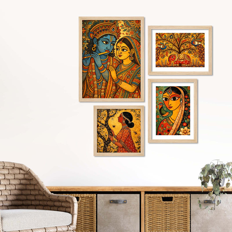 Radha Krishna Wall Frame Set of Four for Housewarming Gift