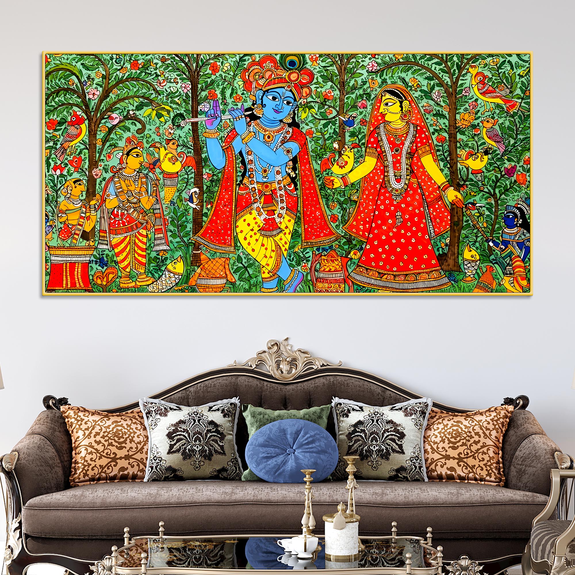 Radha Krishna Wall Painting | Ethnic Home Décor