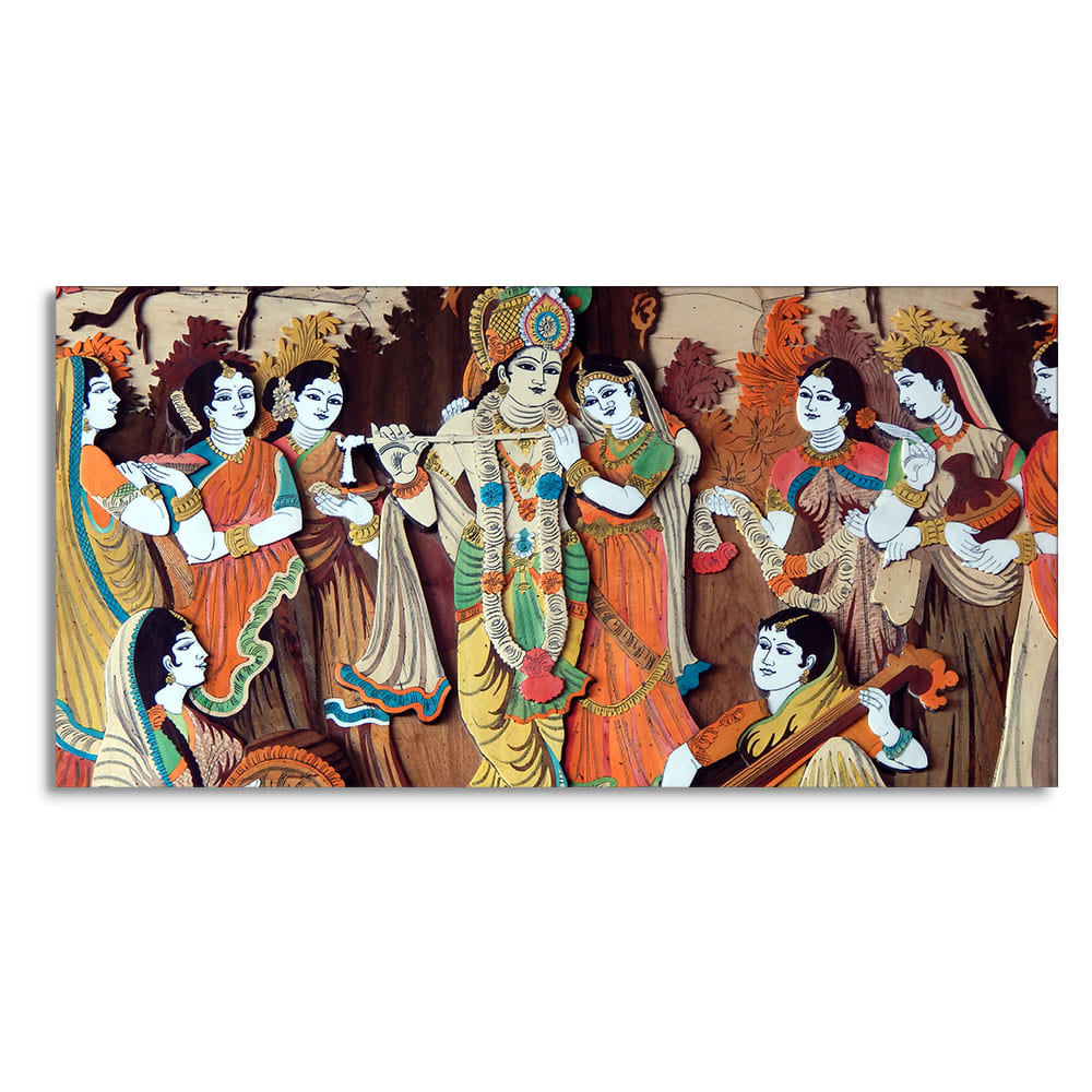 Radha Krishna with Bansuri Canvas Wall Painting