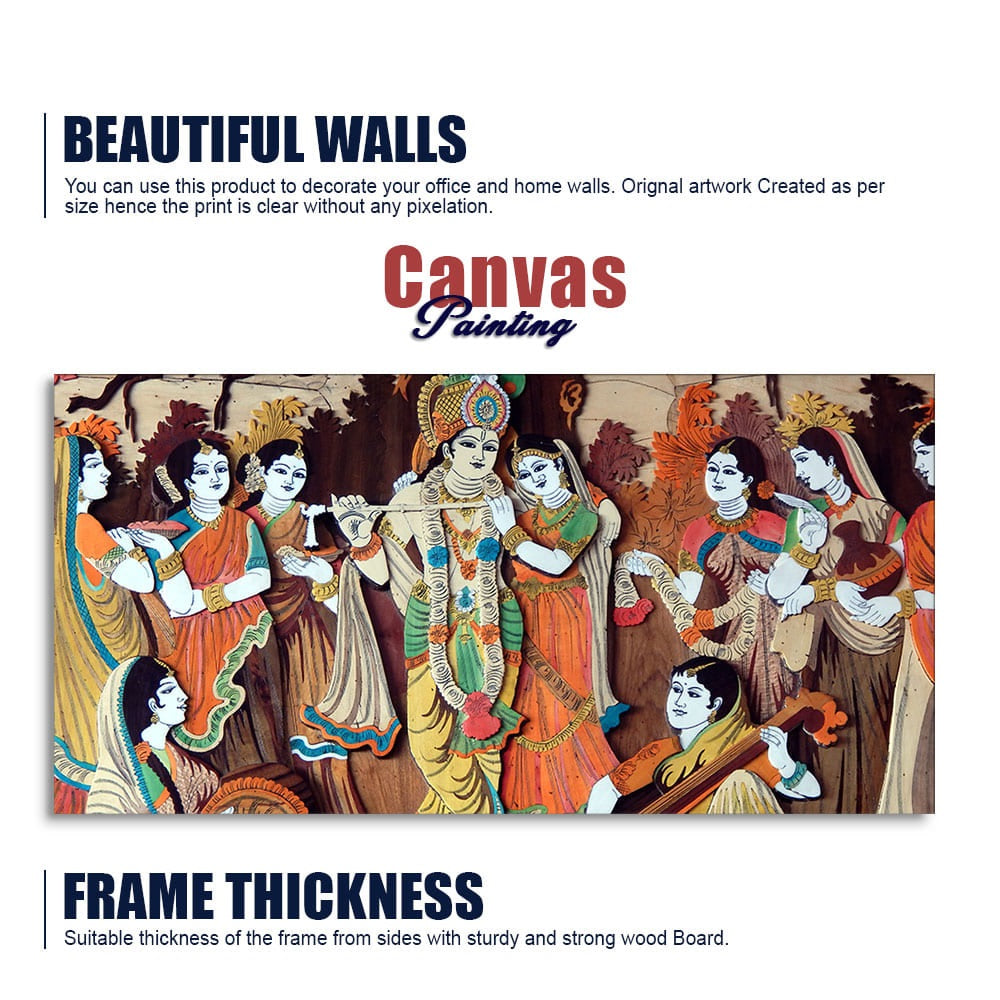 Radha Krishna with Bansuri Canvas Wall Painting