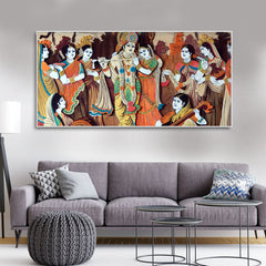 Radha Krishna with Bansuri Canvas Wall Painting