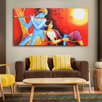 Radha Krishna With Flute Canvas Wall Painting
