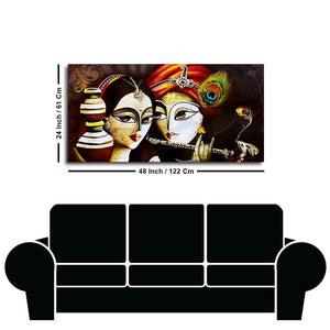 Radha Krishna With Flute Canvas Wall Painting