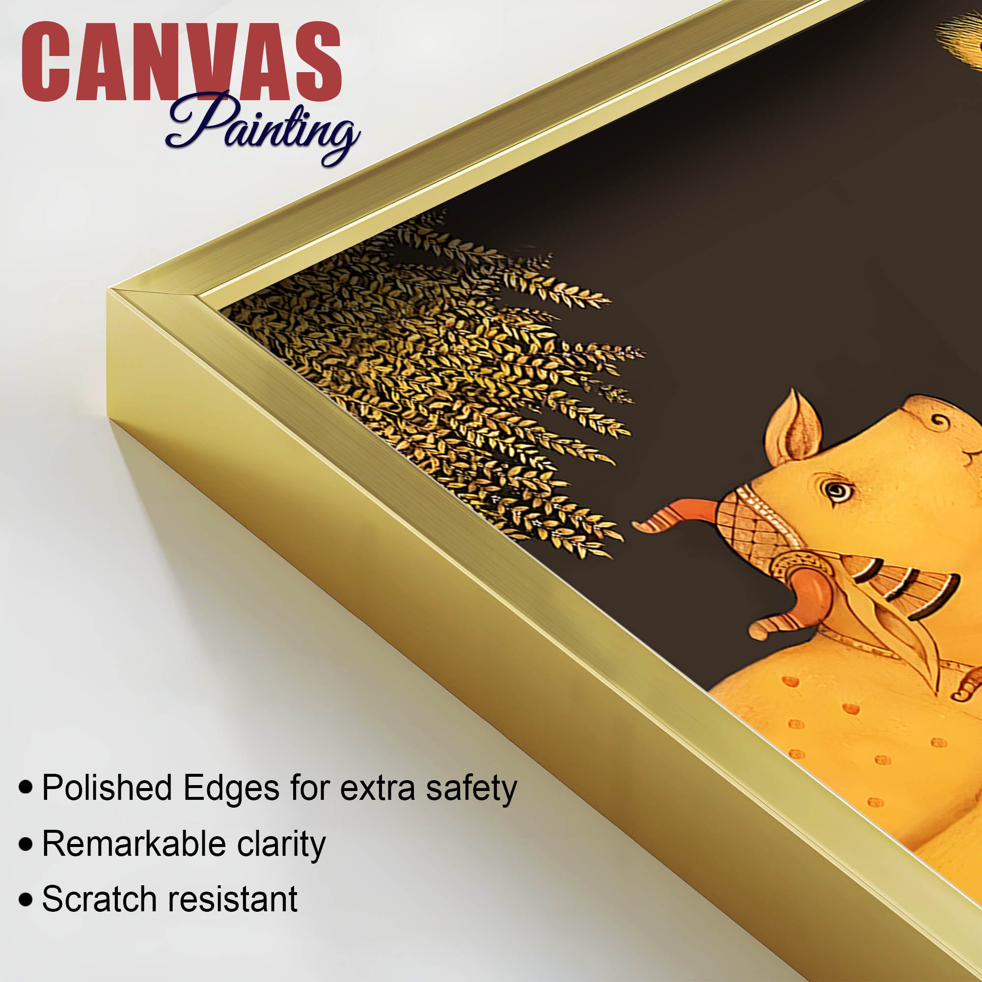 Radha Krishna with Sacred Cows Pichwai Canvas Painting – Spiritual Home Decor