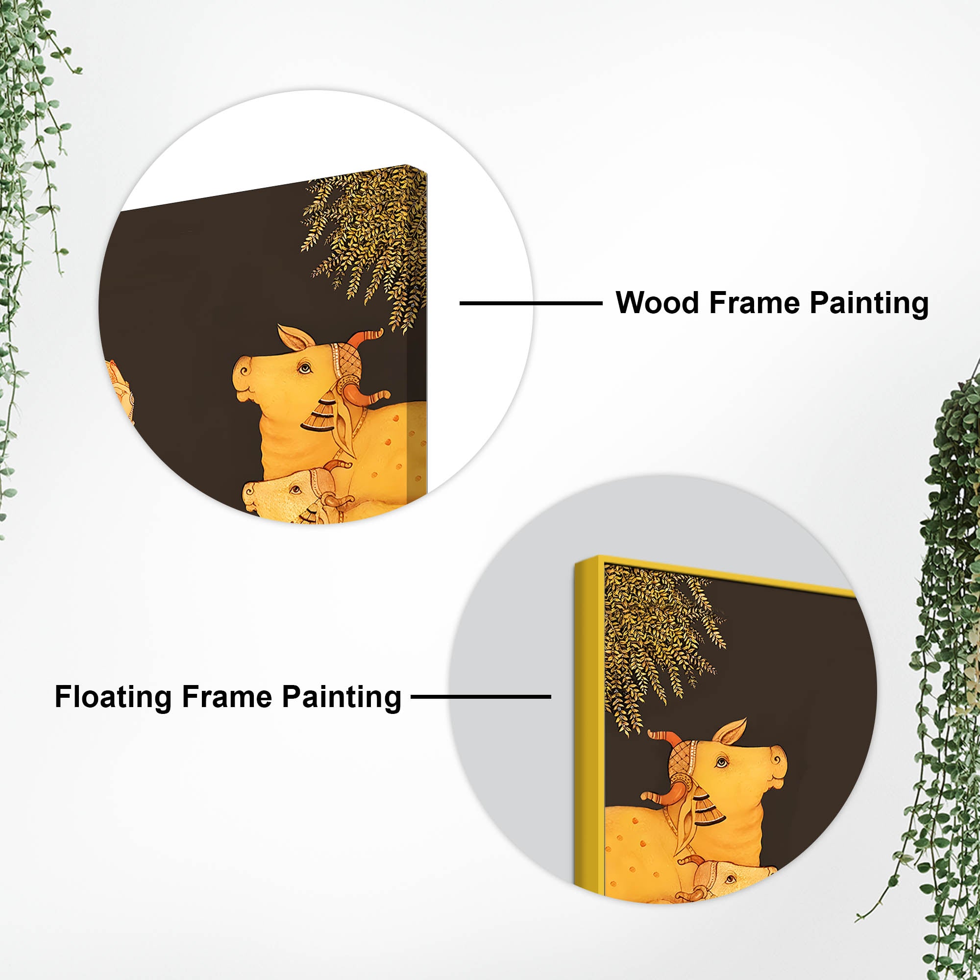 Radha Krishna with Sacred Cows Pichwai Canvas Painting – Spiritual Home Decor