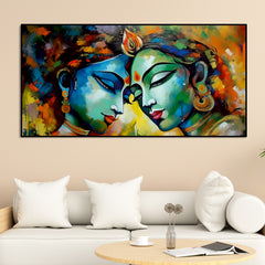 Radha Rani with Krishna Colorful Art Canvas Wall Painting