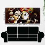 Radha Krishna With Flute Large Canvas Wall Painting