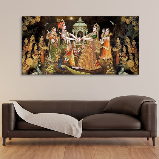 Radhe Krishna and Gopiya Rasleela Canvas Wall Painting