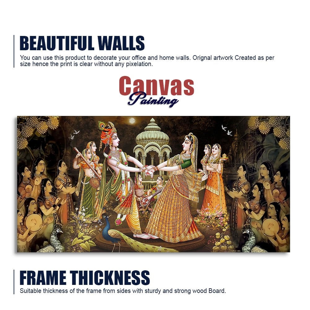 Radhe Krishna and Gopiya Rasleela Canvas Wall Painting