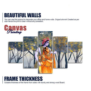 Radhe Krishna Canvas Wall Painting Set of Five