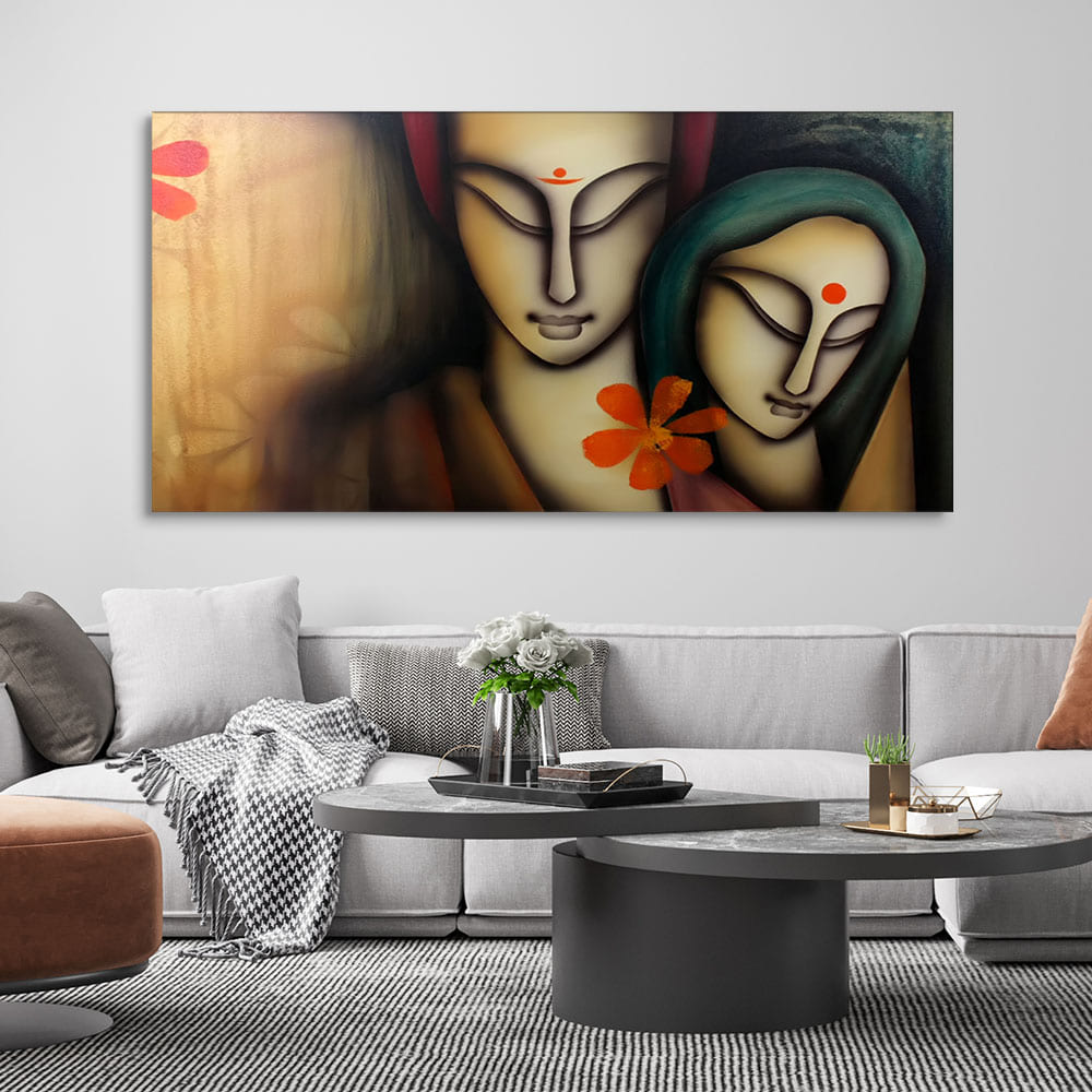 Radhe Krishna Modern Art Premium Canvas Wall Painting