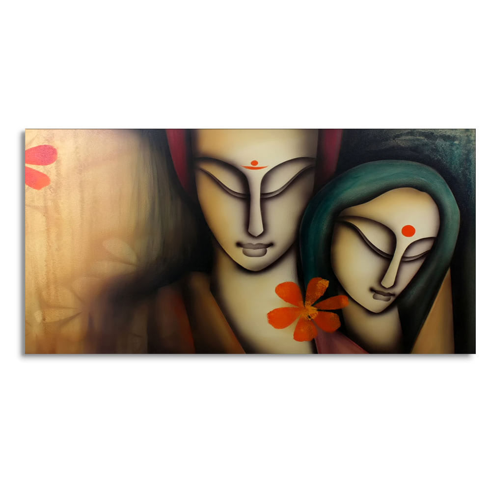 Radhe Krishna Modern Art Premium Canvas Wall Painting