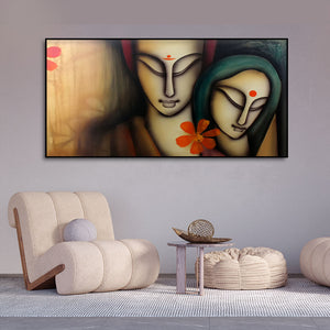 Radhe Krishna Modern Art Premium Canvas Wall Painting