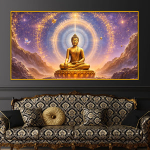 Radiant Aura Buddha Crystal Glass Painting for Premium Décor