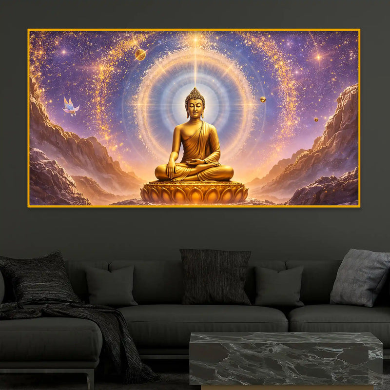 Radiant Aura Buddha Crystal Glass Painting for Premium Décor