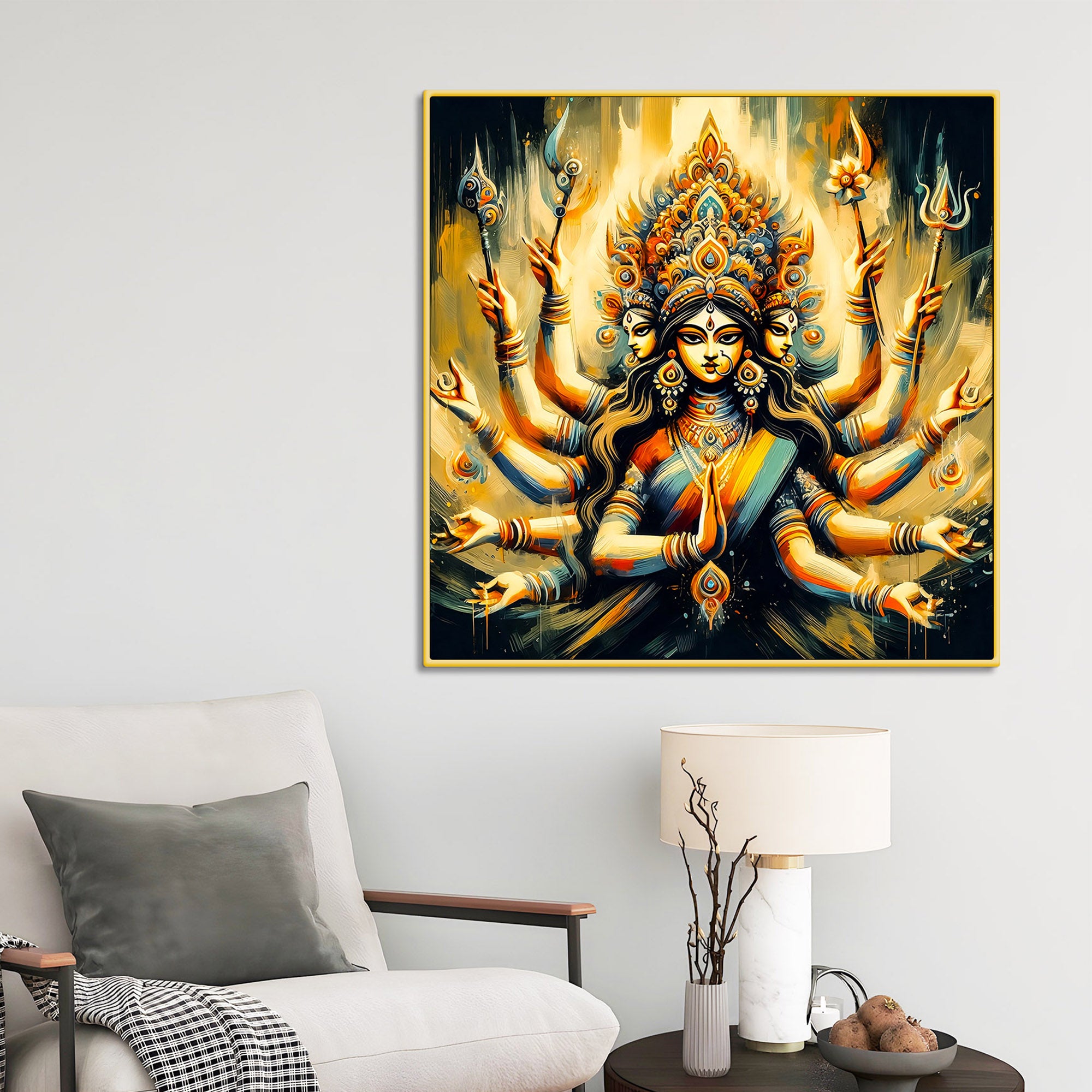 Radiant Durga Devi Premium Canvas Wall Painting