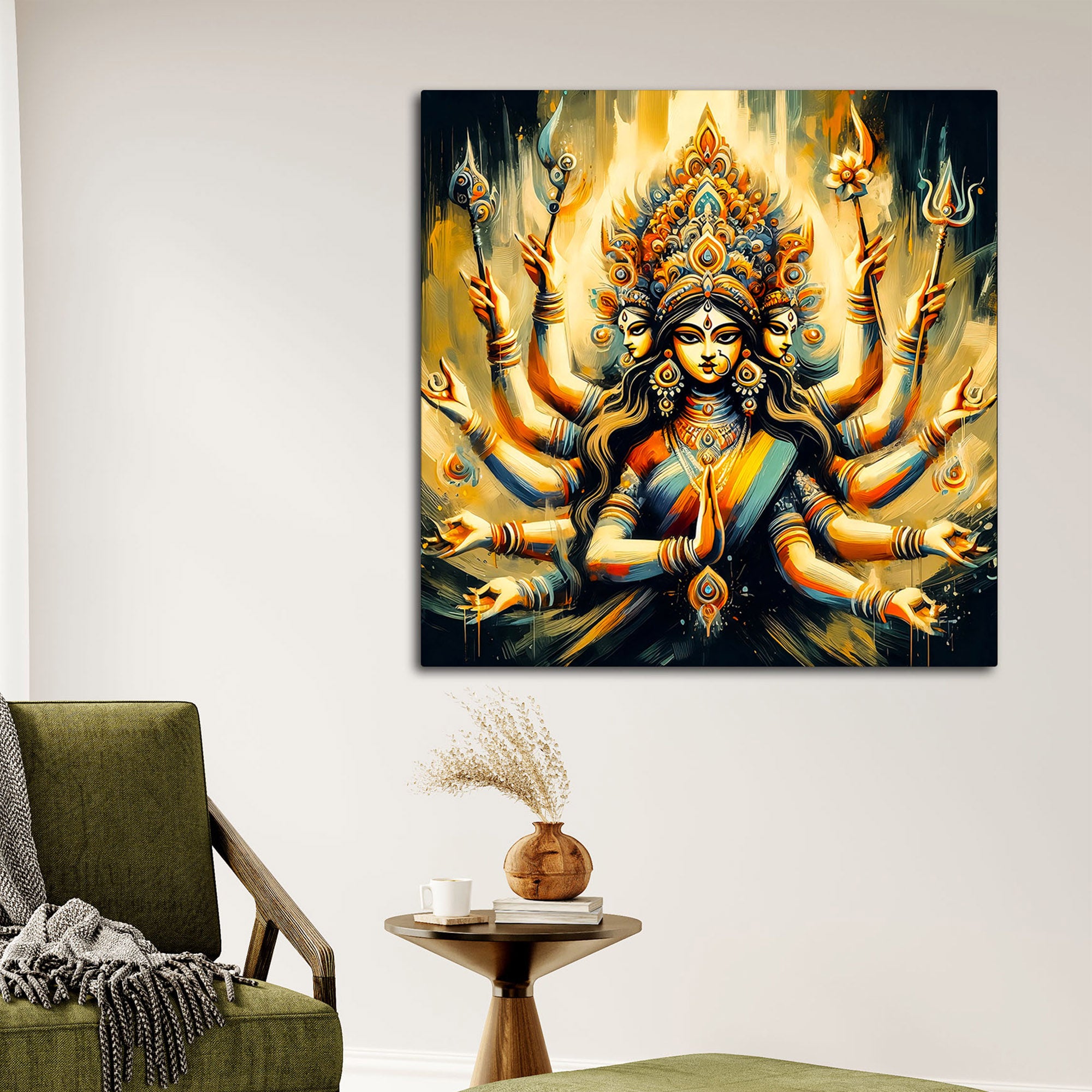 Radiant Durga Devi Premium Canvas Wall Painting