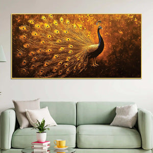 radiant-golden-feather-peacock-artistic-canvas-wall-painting