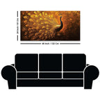 Radiant Golden Feather Peacock Artistic Canvas Wall Painting