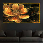 Radiant Golden Flower Crystal Glass Wall Painting with Luxury Finish