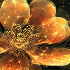 Radiant Golden Flower Crystal Glass Wall Painting with Luxury Finish