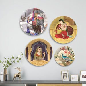 Ragini Patamanjari Mughal Art Wall Plates Painting Set of Four