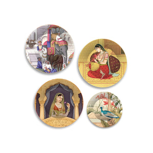 Ragini Patamanjari Mughal Art Wall Plates Painting Set of Four