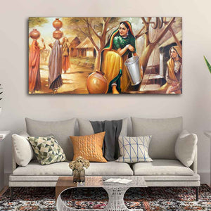 Rajasthani art Water Filling Women Wall Painting