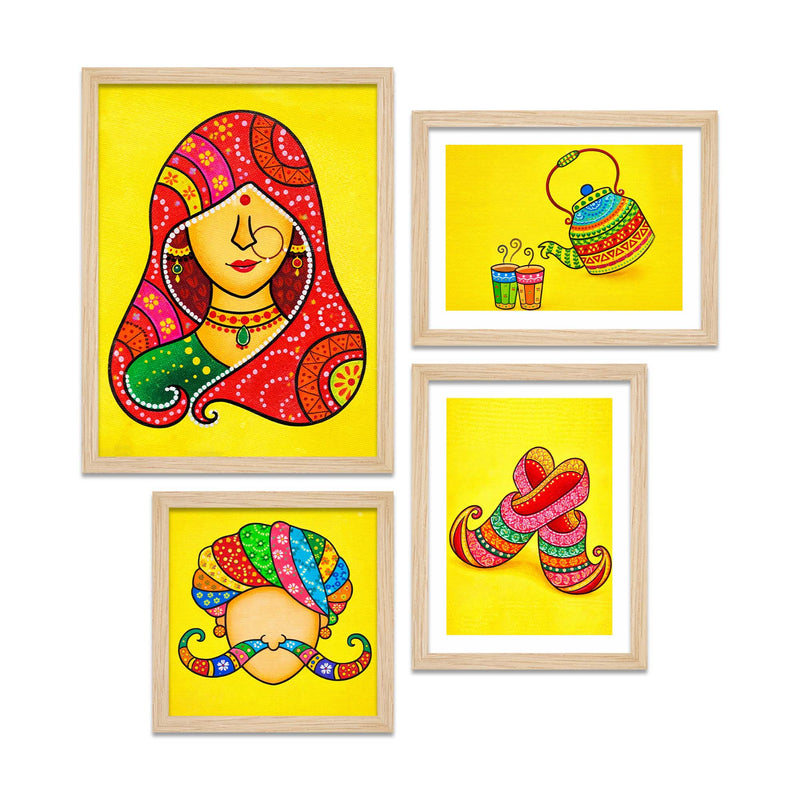 Rajasthani Culture Theme Wall Frame Set of Four