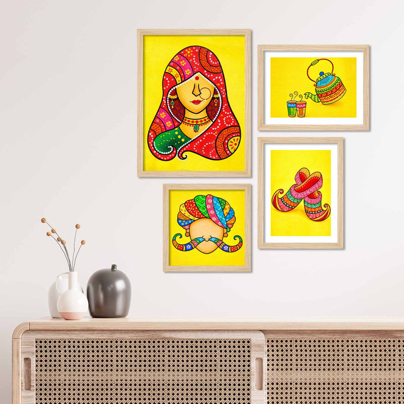 Rajasthani Culture Theme Wall Frame Set of Four