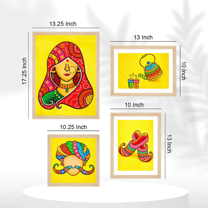 Rajasthani Culture Theme Wall Frame Set of Four