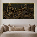 Rajasthani Ghoomar Dance Celebration Metallic Look 3D Canvas Wall Painting