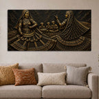 Rajasthani Ghoomar Dance Celebration Metallic Look 3D Canvas Wall Painting