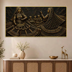 Rajasthani Ghoomar Dance Celebration Metallic Look 3D Canvas Wall Painting