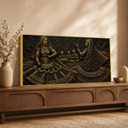 Rajasthani Ghoomar Dance Celebration Metallic Look 3D Canvas Wall Painting