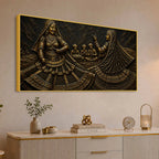 Rajasthani Ghoomar Dance Celebration Metallic Look 3D Canvas Wall Painting
