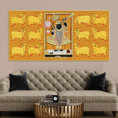 Rajasthani Golden Pichwai Shreenathji Canvas Wall Painting