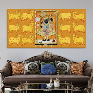 Rajasthani Golden Pichwai Shreenathji Canvas Wall Painting
