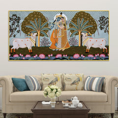 Rajasthani Pichwai Art Radha Krishna Canvas Wall Painting
