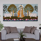 Rajasthani Pichwai Art Radha Krishna Canvas Wall Painting