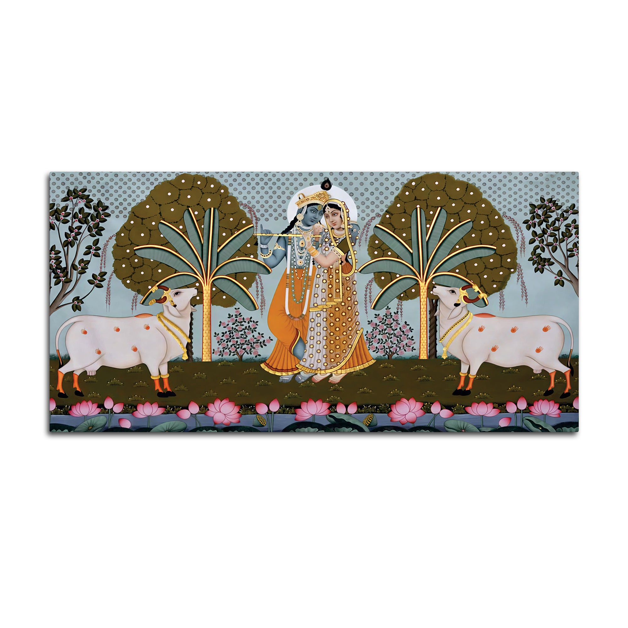 Rajasthani Pichwai Art Radha Krishna Canvas Wall Painting