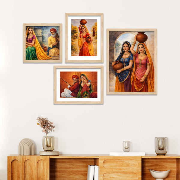 rajasthani-rural-life-wall-frame-set-of-four